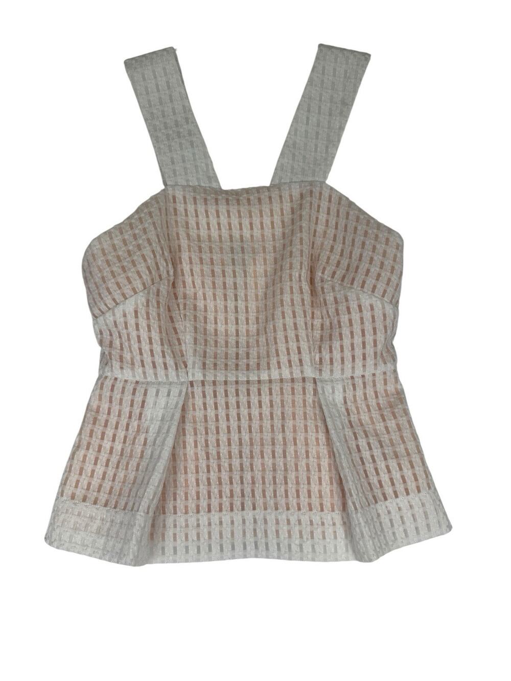 Maeve White Geometric Sleeveless Basket Blouse Boho Fit and Flare size 2 Petite